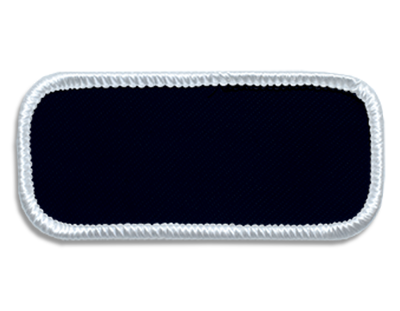 Blank Rectangle Patch 3 1/4" x 1 1/4" Dark Navy 01 on White 00 Merrow Border