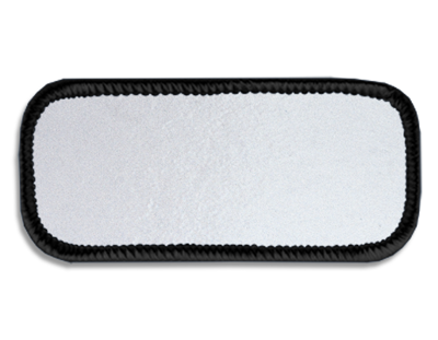Blank Rectangle Patch 3 1/4" x 1 1/4" Bright White 51 on Black 03 Merrow Border