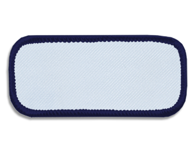 Blank Rectangle Patch 3 1/4" x 1 1/4" White 18 on Navy C 06 Merrow Border