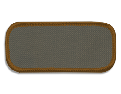 Blank Rectangle Patch 3 1/4" x 1 1/4" Dark Tan 34 on Dark Tan 23 Merrow Border