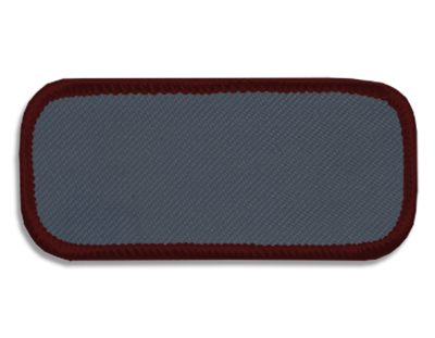 Blank Rectangle Patch 3 1/4" x 1 1/4" Graphite 22 on Garnet 24 Merrow Border