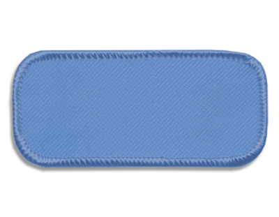 Blank Rectangle Patch 3 1/4" x 1 1/4" Light Blue 21 on Ice Blue 68 Merrow Border