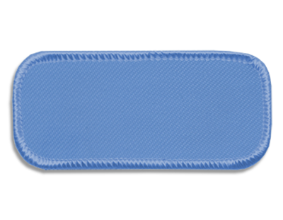 Blank Rectangle Patch 3 1/4" x 1 1/4" Light Blue 21 on Light Blue 76 Merrow Border