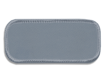 Blank Rectangle Patch 3 1/4" x 1 1/4" Silver 08 on Eagle Grey 85 Merrow Border