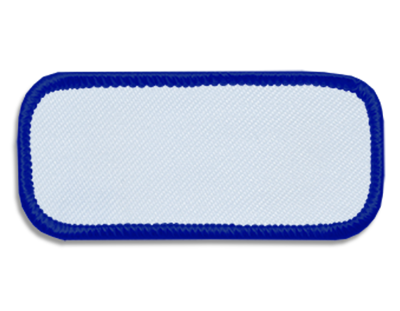 Blank Rectangle Patch 3 1/4" x 1 1/4" White 18 on Royal Blue 02 Merrow Border