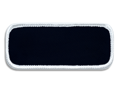 Blank Rectangle Patch 3 1/4" x 1 3/8" Check Mark Navy 90 on White 00 Merrow Border