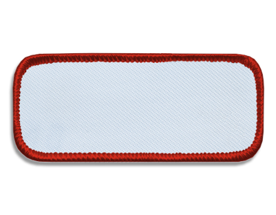 Blank Rectangle Patch 3 1/4" x 1 3/8" White 18 on Dark Red 42 Merrow Border