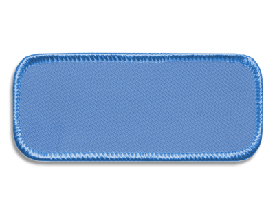 Blank Rectangle Patch 3 1/4" x 1 3/8" Light Blue 21 on Ice Blue 68 Merrow Border