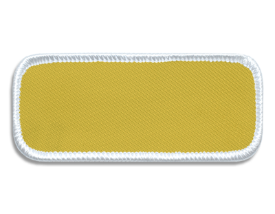 Blank Rectangle Patch 3 3/8" x 1 3/8" Lemon 23 on White 00 Merrow Border