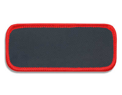 Blank Rectangle Patch 3 3/8" x 1 3/8" Graphite 22 on Red 01 Merrow Border