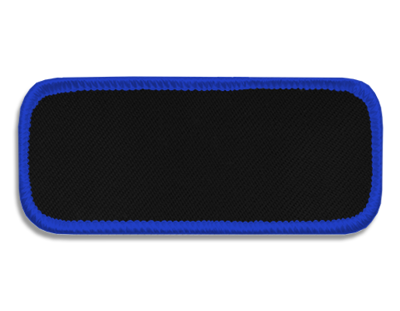 Blank Rectangle Patch 3 3/8" x 1 3/8" Black 07 on Royal Blue 02 Merrow Border