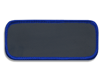 Blank Rectangle Patch 3 3/8" x 1 3/8" Graphite 22 on Royal Blue 02 Merrow Border