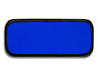 Blank Rectangle Patch 3 3/8" x 1 3/8" Royal 04 on Black 03 Merrow Border