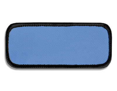 Blank Rectangle Patch 3 3/8" x 1 3/8" Light Blue 21 on Black 03 Merrow Border