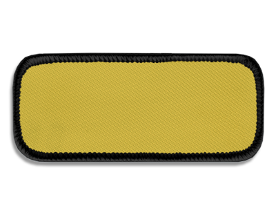 Blank Rectangle Patch 3 3/8" x 1 3/8" Lemon 23 on Black 03 Merrow Border
