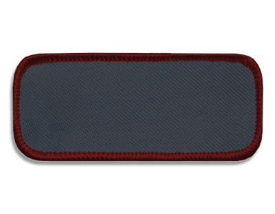 Blank Rectangle Patch 3 3/8" x 1 3/8" Graphite 22 on Garnet 24 Merrow Border