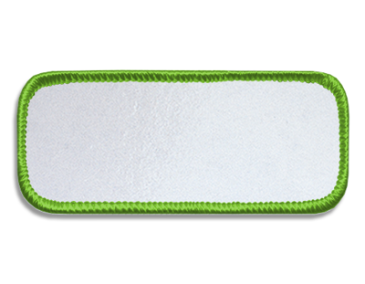Blank Rectangle Patch 3 3/8" x 1 3/8" Brite White 51 on Lime 35 Merrow Border