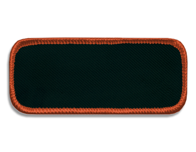 Blank Rectangle Patch 3 3/8" x 1 3/8" Dark Green 09 on Light Orange 56 Merrow Border
