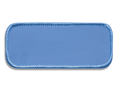 Blank Rectangle Patch 3 3/8" x 1 3/8" Light Blue 21 on Light Blue 76 Merrow Border