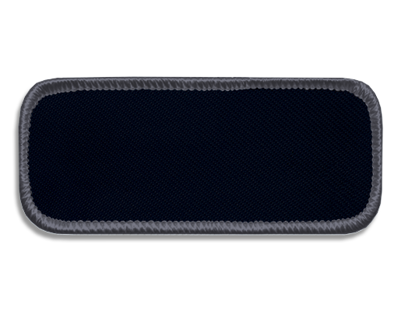 Blank Rectangle Patch 3 3/8" x 1 3/8" Check Mark Navy 90 on Graphite 77 Merrow Border