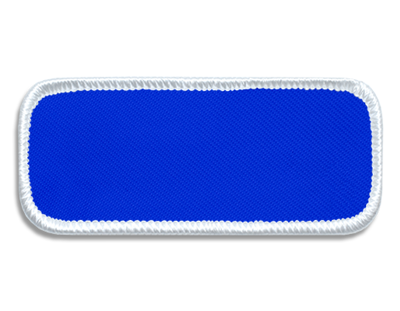 Blank Rectangle Patch 3 3/8" x 1 3/8" Royal 04 on White 00 Merrow Border