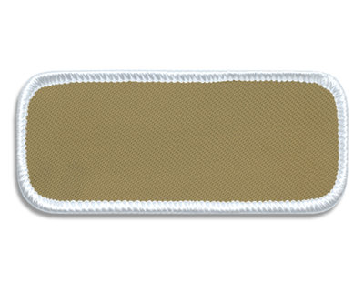 Blank Rectangle Patch 3 3/8" x 1 3/8" Tan 13 on White 00 Merrow Border