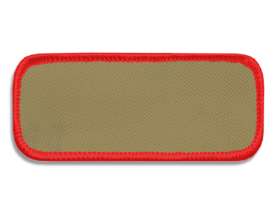 Blank Rectangle Patch 3 3/8" x 1 3/8" Tan 13 on Red 01 Merrow Border