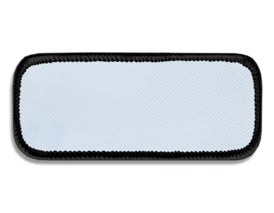 Blank Rectangle Patch 3 3/8" x 1 3/8" White 18 on Black 03 Merrow Border