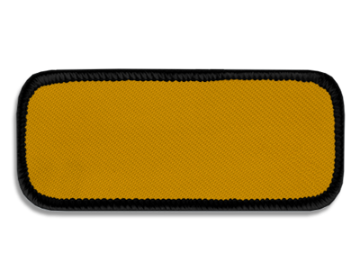 Blank Rectangle Patch 3 3/8" x 1 3/8" Dark Gold 20 on Black 03 Merrow Border