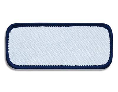Blank Rectangle Patch 3 3/8" x 1 3/8" White 18 on Navy C 06 Merrow Border