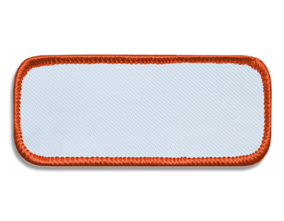 Blank Rectangle Patch 3 3/8" x 1 3/8" White 18 on Light Orange 56 Merrow Border