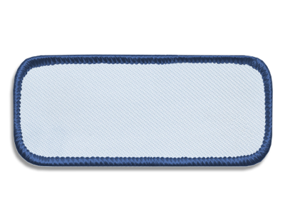Blank Rectangle Patch 3 3/8" x 1 3/8" White 18 on Ford Blue 67 Merrow Border