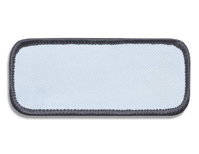 Blank Rectangle Patch 3 3/8" x 1 3/8" White 18 on Graphite 77 Merrow Border
