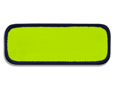 Blank Rectangle Patch 3" x 1 1/8" Neon Yellow 63 on Navy 06 Merrow Border