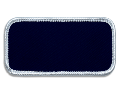 Blank Rectangle Patch 3 5/8" x 1 5/8" Dark Navy 01 on White 00 Merrow Border