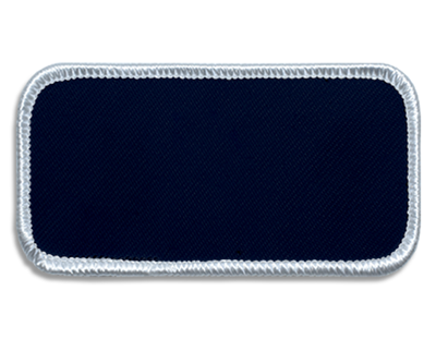 Blank Rectangle Patch 3 5/8" x 1 5/8" Light Navy 02 on White 00 Merrow Border