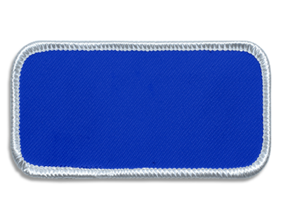 Blank Rectangle Patch 3 5/8" x 1 5/8" Royal 04 on White 00 Merrow Border