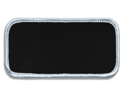 Blank Rectangle Patch 3 5/8" x 1 5/8" Black 07 on White 00 Merrow Border