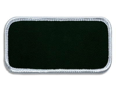 Blank Rectangle Patch 3 5/8" x 1 5/8" Dark Green 09 on White 00 Merrow Border