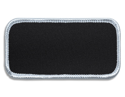 Blank Rectangle Patch 3 5/8" x 1 5/8" Charcoal Grey 19 on White 00 Merrow Border