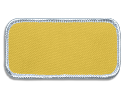 Blank Rectangle Patch 3 5/8" x 1 5/8" Lemon 23 on White 00 Merrow Border
