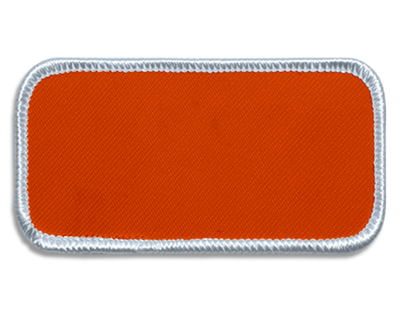 Blank Rectangle Patch 3 5/8" x 1 5/8" Orange 25 on White 00 Merrow Border