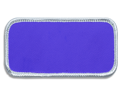 Blank Rectangle Patch 3 5/8" x 1 5/8" Purple 30 on White 00 Merrow Border