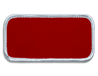 Blank Rectangle Patch 3 5/8" x 1 5/8" Poppy Red 49 on White 00 Merrow Border