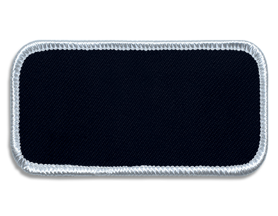 Blank Rectangle Patch 3 5/8" x 1 5/8" Navy 90 on White 00 Merrow Border