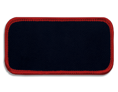 Blank Rectangle Patch 3 5/8" x 1 5/8" Dark Navy 01 on Red 01 Merrow Border
