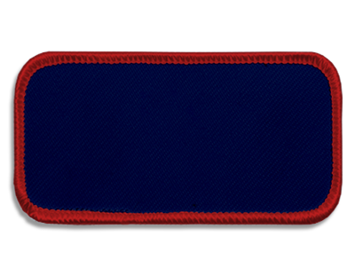 Blank Rectangle Patch 3 5/8" x 1 5/8" Black 03 on Red 01 Merrow Border