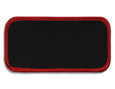 Blank Rectangle Patch 3 5/8" x 1 5/8" Black 07 on Red 01 Merrow Border