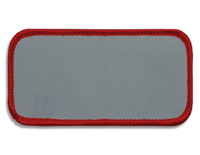 Blank Rectangle Patch 3 5/8" x 1 5/8" Silver 08 on Red 01 Merrow Border