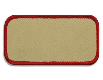 Blank Rectangle Patch 3 5/8" x 1 5/8" Tan 13 on Red 01 Merrow Border